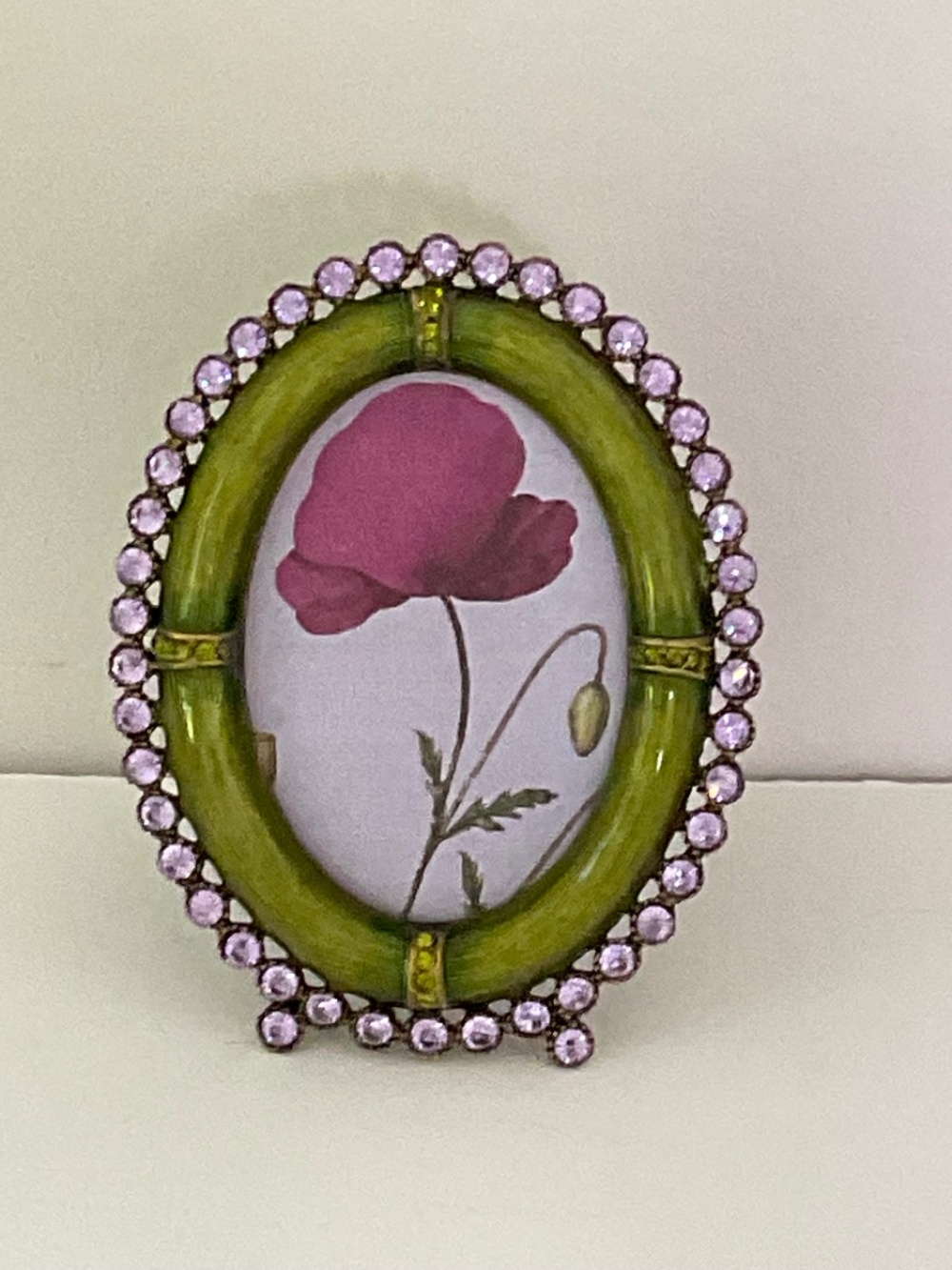 RARE Vintage Jay Strongwater Miniature Oval Bamboo Jeweled Picture Frame